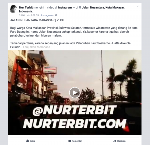 Kawasan Jalan Nusantara Kota Makassar, Sulawesi Selatan dalam postingan di Facebook (foto : Nur Terbit)