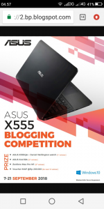 Blogging Competition berhadiah Laptop ASUS X555 (foto dok Asus)