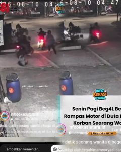 Wanita korban begal, motornya dirampas (foto dok Info Bekasi Utara)